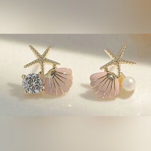 Gold&Pink Starfish Earrings